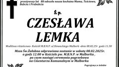 Zmarła Czesława Lemka. Miała 88 lat.