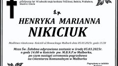 Zmarła Henryka Marianna Nikiciuk. Miała 95 lat. 