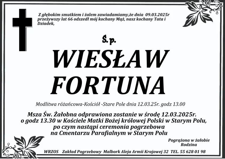 Zmarł Wiesław Fortuna. Miał 66 lat.