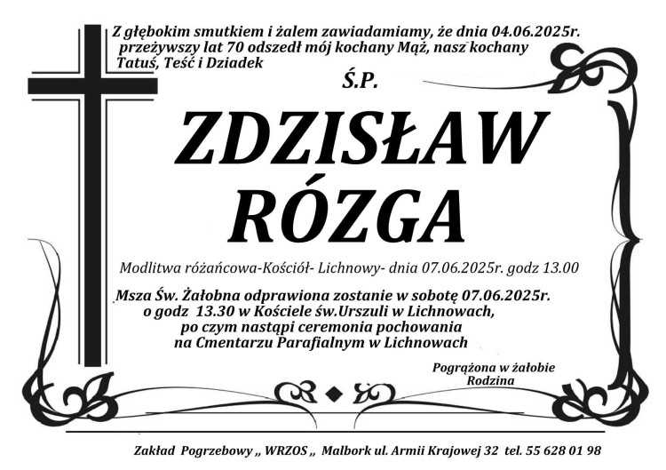Zmarł Zdzisław Rózga. Miał 70 lat.