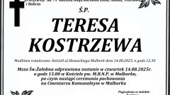 Zmarła Teresa Kostrzewa. Żyła 71 lat.
