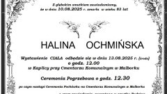 Zmarła Halina Ochmińska. Żyła 83 lata.