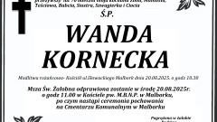 Zmarła Wanda Kornecka. Żyła 70 lat.