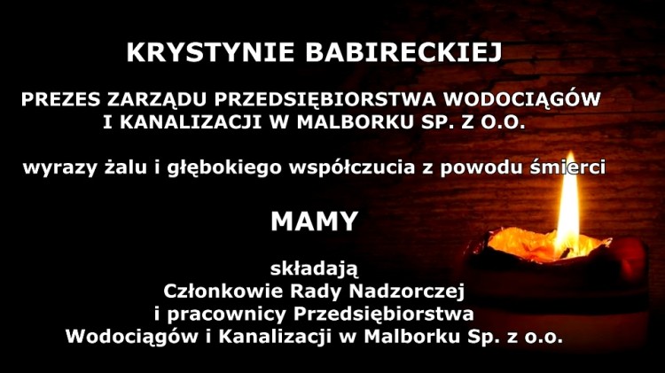 Kondolencje Członków Rady Nadzorczej i pracowników Przedsiębiorstwa…