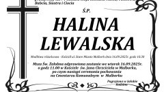 Zmarła Halina Lewalska. Miała 74 lata.