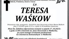 Zmarła Teresa Waśkow. Miała 85 lat.