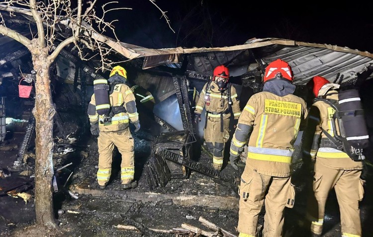 Pożar altanki w Malborku – strażacy szybko opanowali ogień.