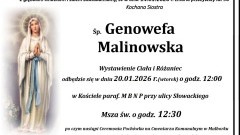 Zmarła Genowefa Malinowska. Miała 90 lat.