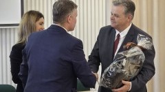 Pożegnanie Dyrektora Gminnego Ośrodka Kultury i Sportu w Starym Polu Tadeusza Burdyńskiego.
