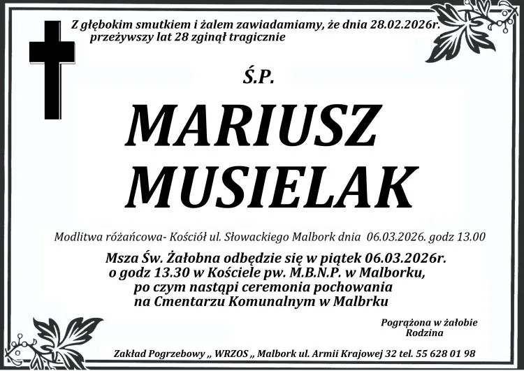 Zmarł Mariusz Musielak. Miał 28 lat.
