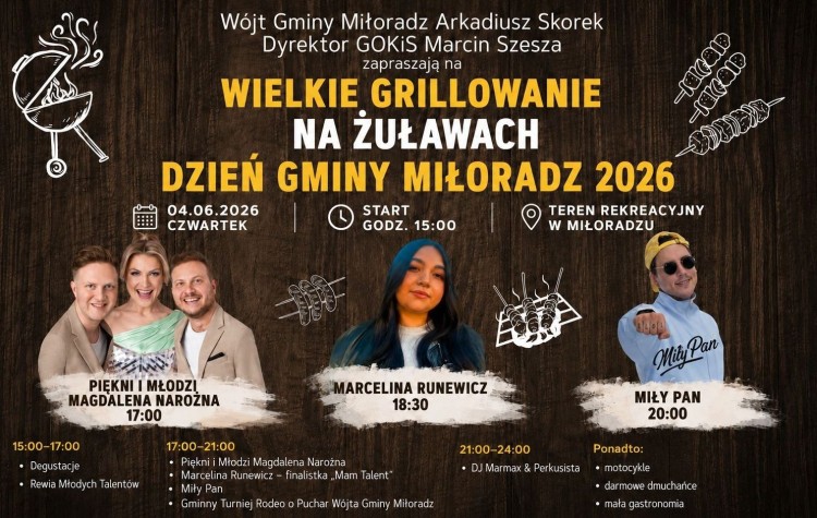 Wielkie Grillowanie na Żuławach w Miłoradzu. Dzień Gminy 2026 z koncertami i atrakcjami dla całych rodzin