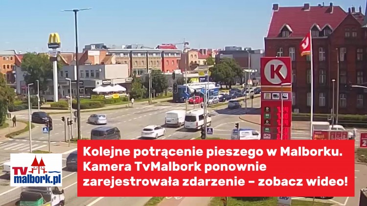 Kolejne potrącenie pieszego w Malborku. Kamera TvMalbork ponownie zarejestrowała zdarzenie – zobacz wideo!