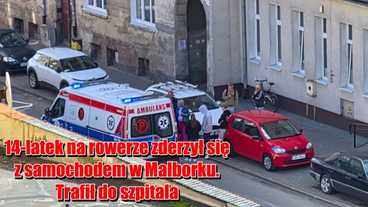 14-latek na rowerze zderzył się z samochodem w Malborku. Trafił do…