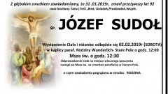 Zmarł Józef Sudoł. Żył 82 lata.