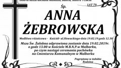 Zmarła Anna Żebrowska. Żyła 79 lat.