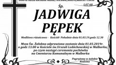 Zmarła Jadwiga Pępek. Żyła 60 lat.