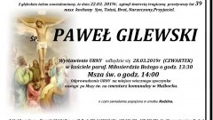 Zmarł Paweł Gilewski. Żył 39 lat.