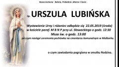 Zmarła Urszula Lubińska. Żyła 88 lat.