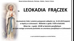 Zmarła Leokadia Frączek. Żyła 80 lat.