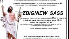 Zmarł Zbigniew Sass. Żył 92 lata.