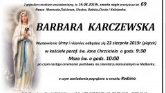 Zmarła Barbara Karczewska. Żyła 69 lat.