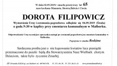 Zmarła Dorota Filipowicz. Żyła 65 lat.