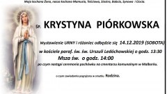 Zmarła Krystyna Piórkowska. Żyła 58 lat.