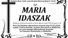 Zmarła Maria Idaszak. Żyła 65 lat.