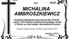 Zmarła Michalina Ambroszkiewicz. Żyła 87 lat.