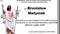 Zmarł Bronisław Matysiak. Żył 85 lat.