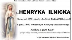 Zmarła Henryka Ilnicka. Żyła 91 lat.