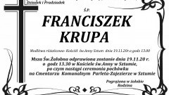 Zmarł Franciszek Krupa. Żył 82 lata.