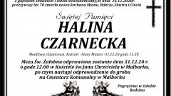 Zmarła Halina Czarnecka. Żyła 78 lat.