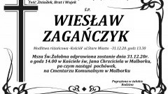 Zmarł Wiesław Zagańczyk. Żył 70 lat.