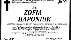 Zmarła Zofia Haponiuk. Żyła 74 lata.