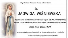 Zmarła Jadwiga Wiśniewska. Żyła 74 lata.