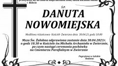 Zmarła Danuta Nowomiejska. Żyła 66 lat.