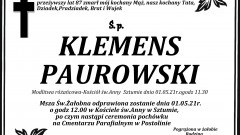 Zmarł Klemens Paurowski. Żył 87 lat.