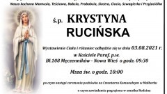 Zmarła Krystyna Rucińska. Żyła 89 lat.