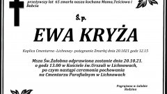 Zmarła Ewa Kryża. Żyła 65 lat.