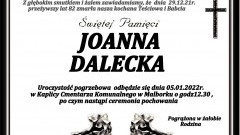 Zmarła Joanna Dalecka. Żyła 82 lata.