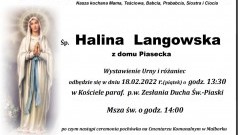 Zmarła Halina Langowska z domu Piasecka. Żyła 85 lat.