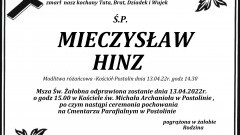 Zmarł Mieczysław Hinz.