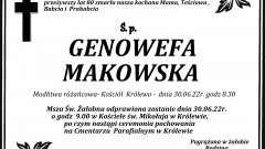 Zmarła Genowefa Makowska. Żyła 80 lat.