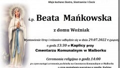 Zmarła Beata Mańkowska. Żyła 51 lat.