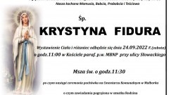 Zmarła Krystyna Fidura. Miała 89 lat.