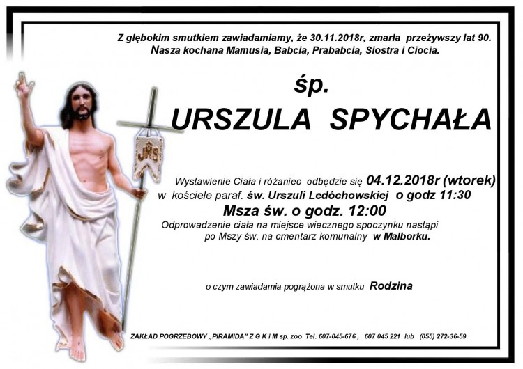 Zmarła Urszula Spychała. Żyła 90 lat.