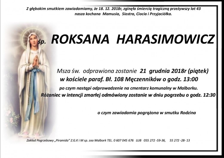 Zmarła Roksana Harasimowicz. Żyła 43 lata.