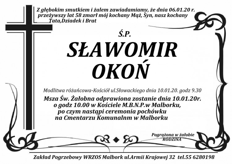 Zmarł Sławomir Okoń. Żył 58 lat.