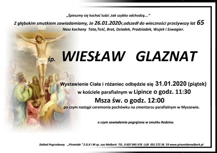 Zmarł Wiesław Glaznat. Żył 65 lat.